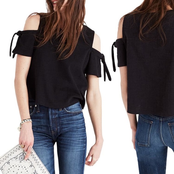 Madewell Skylark Cold Shoulder Top in Black - Picture 8 of 8